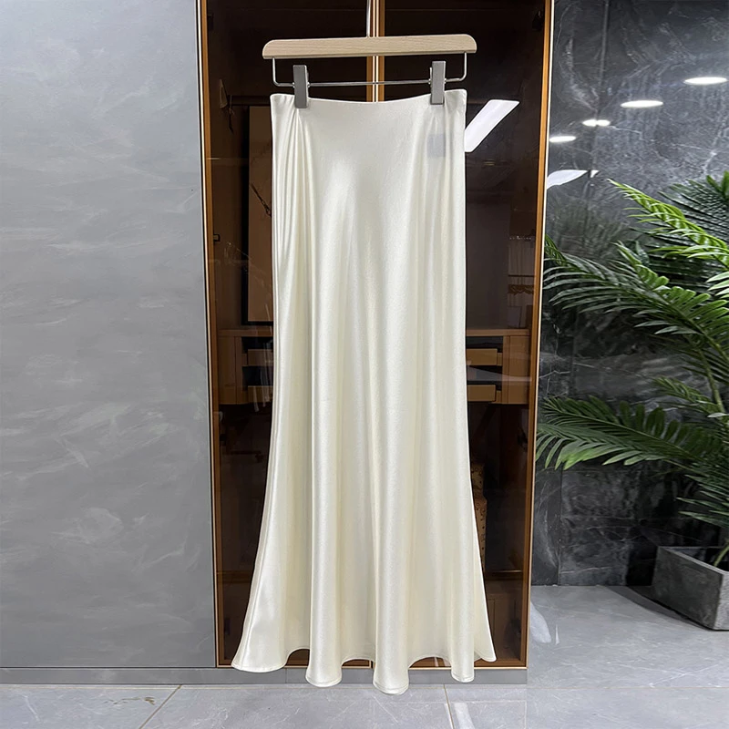 24新款重磅进口三醋酸半身裙丝滑光感柔软垂顺半裙缎面斜裁拖地裙