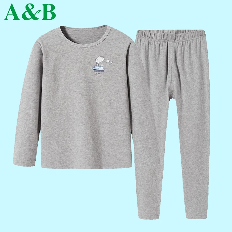 AB男童秋衣秋裤纯棉套装大童内衣睡衣毛衫保暖中大童秋冬季