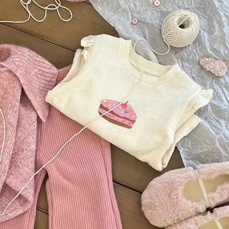 270韩国童装女童针织开衫外套2024春秋新款儿童洋气甜美翻领上衣