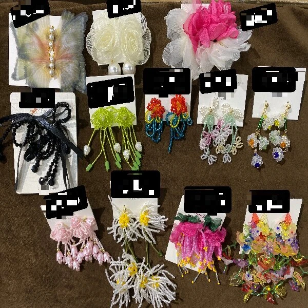 非金属耳饰 晨袍网纱流苏花朵耳环女气质温柔显瘦耳环新娘耳饰品