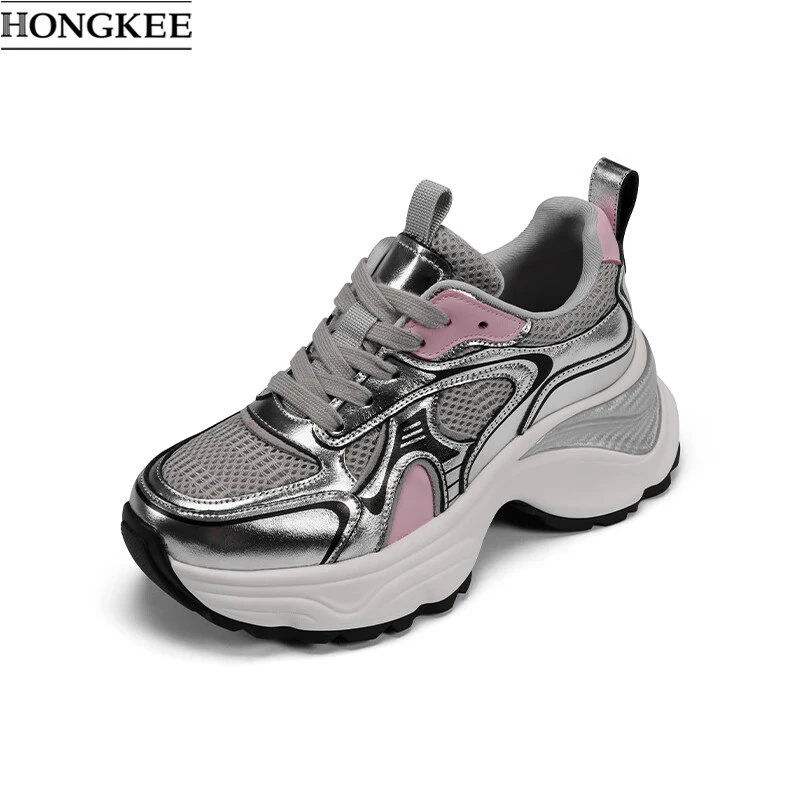 春季拼色网面厚底增高老爹鞋舒适运动休闲HBX103