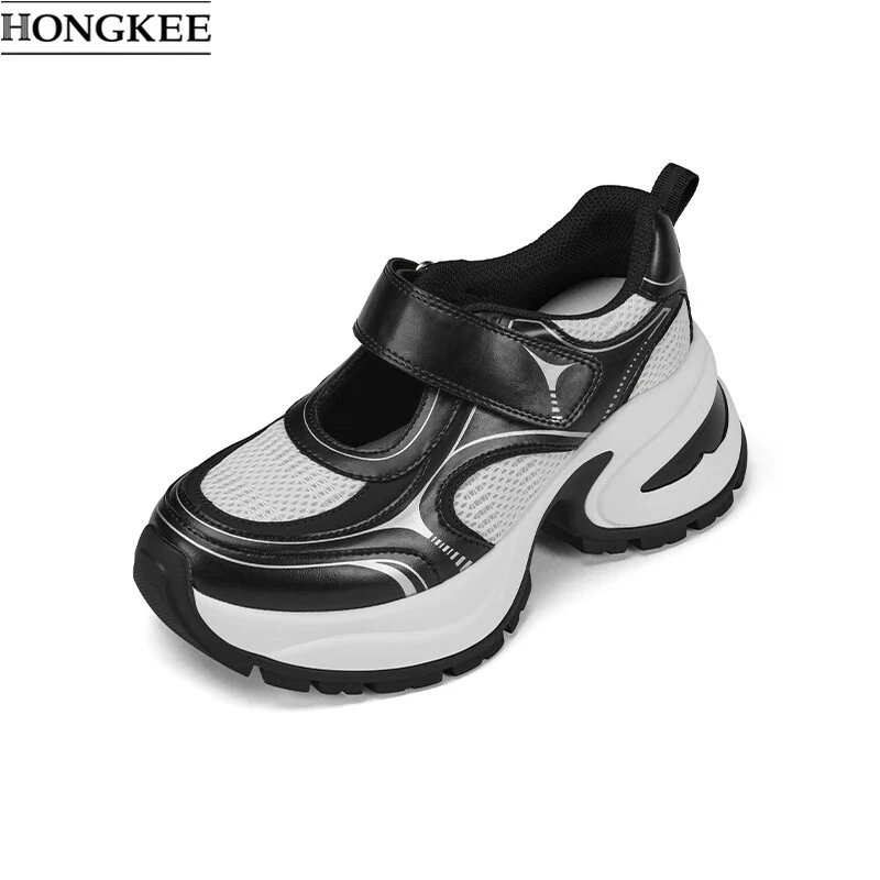 HONGKEE/红科夏季透气网面厚底拼色潮流时尚ins老爹鞋HD64D102