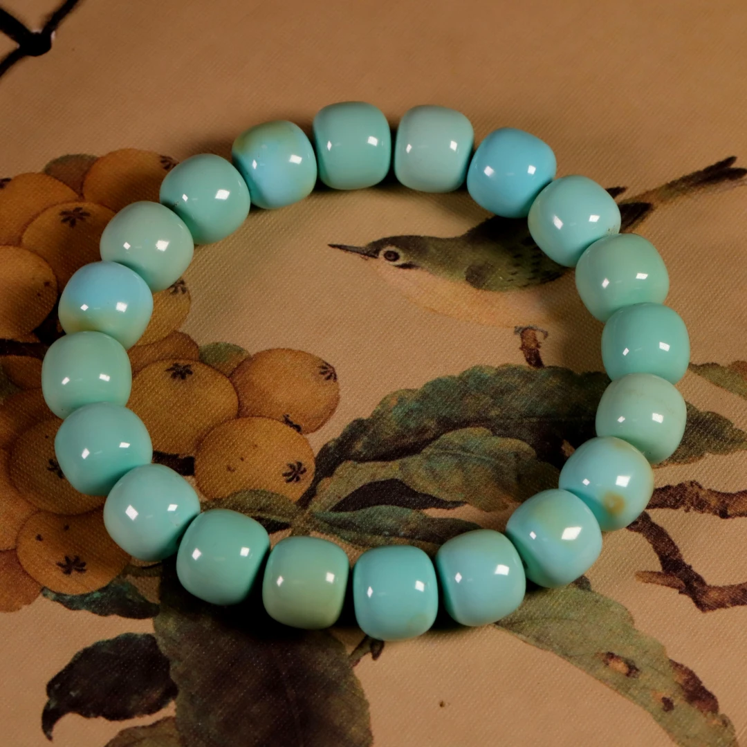 天然原矿绿松石老型手串