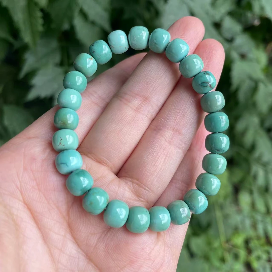 天然原矿绿松石玉化瓷釉级老型单圈手串DD-UOHH