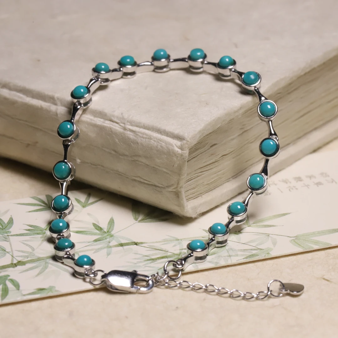 时尚轻奢S925银气质手链饰品绿松石国风手链（多样性发货一条）