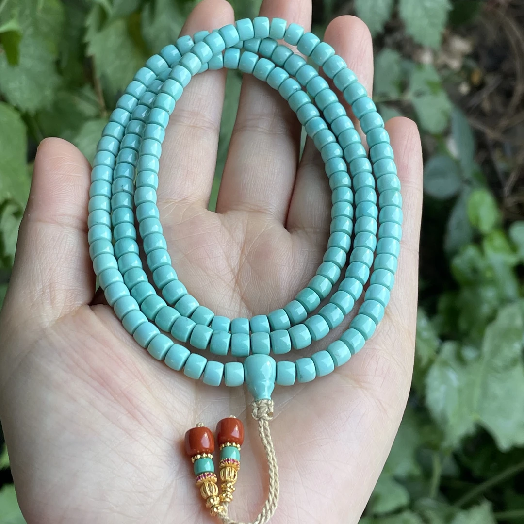 原矿高瓷精品绿松石直切108