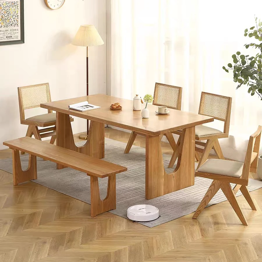 北欧实木餐桌大板桌白蜡木工作台简约办公桌家用长方形日式餐厅