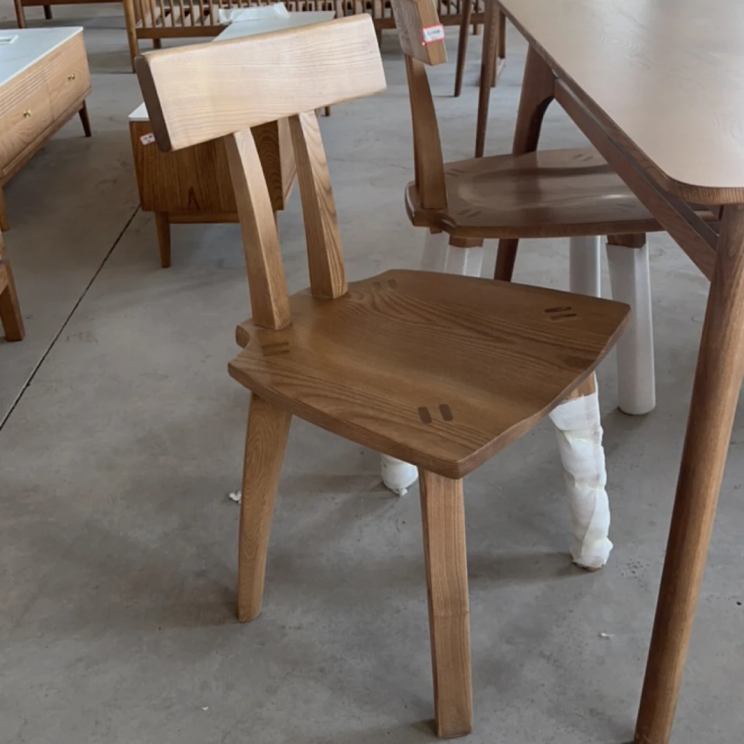 白蜡木实木凳子家用北欧靠背椅餐桌椅简约实木椅真材实料胡桃色