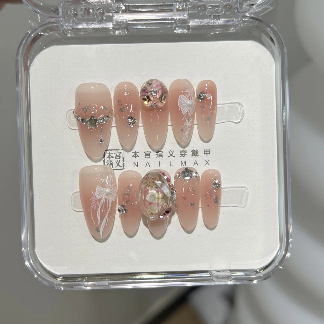 本宫指义【花语词/施华+锆石】花卉干花施华钻款穿戴甲美甲