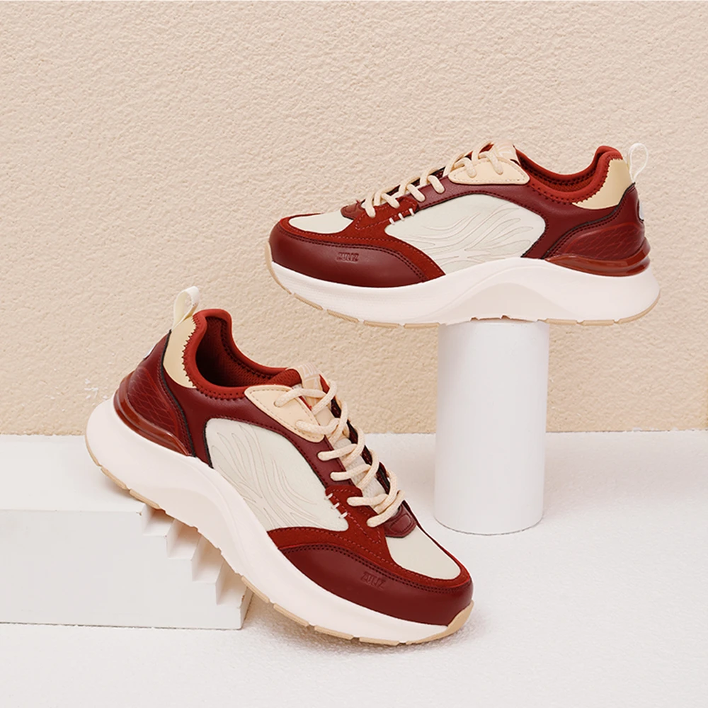 ZULIZ专业中老年减震运动鞋 龙年款防滑软底旅游健步鞋01E复古红