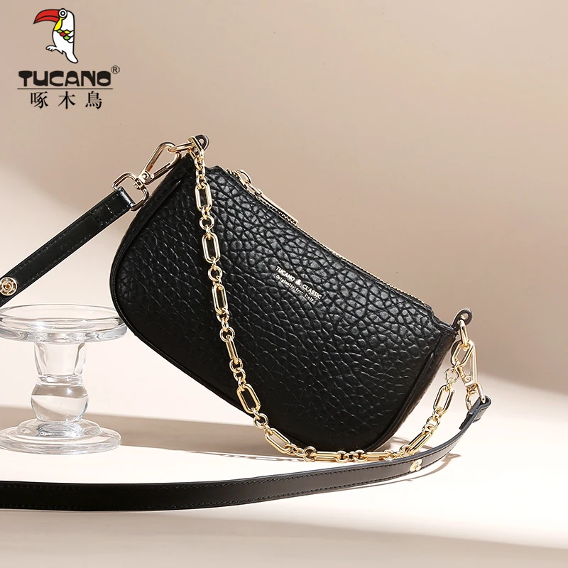 啄木鸟女士包菱格新款时尚百搭高级感黑色腋下包法式小众链包肩包