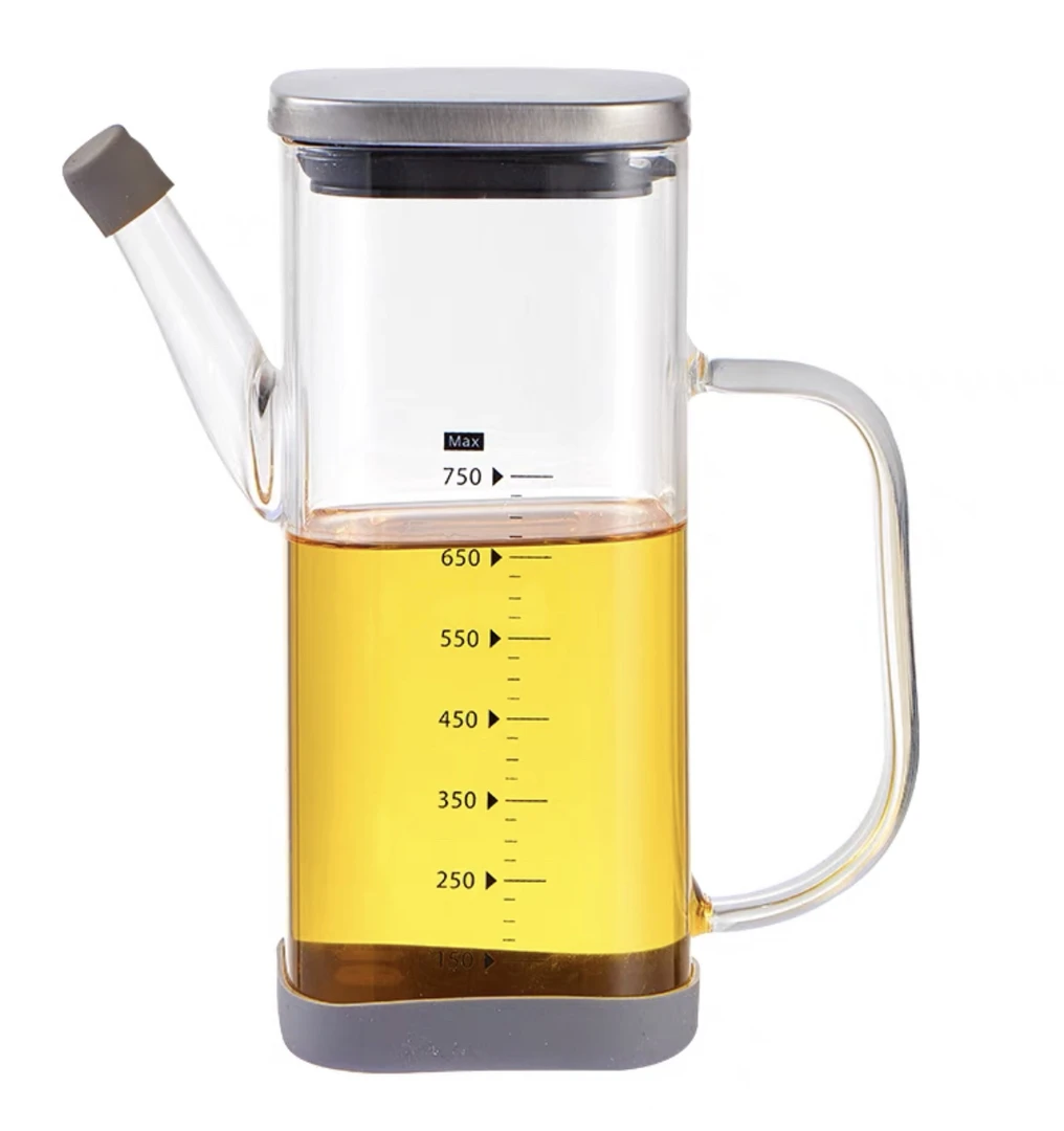 750ml高绷硅玻璃油壶防漏油瓶家用不挂油厨房酱油醋油壸不锈钢X