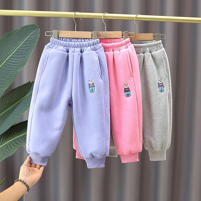 儿童春秋款卫裤宝宝外穿休闲长裤女童洋气刺绣韩版裤子秋季单裤