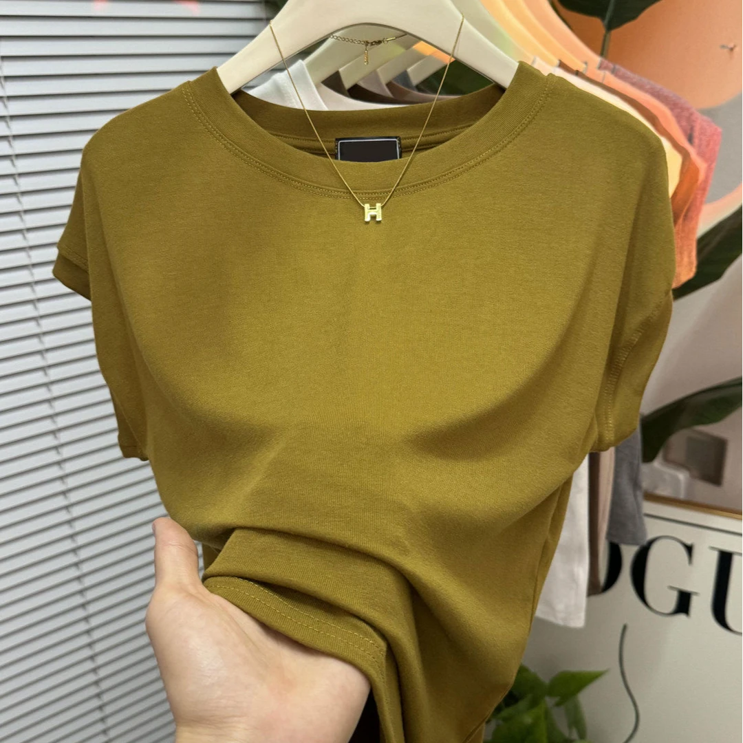 2025年打底简约上衣莫代尔显瘦气质圆领T恤夏季大码无袖新款百搭