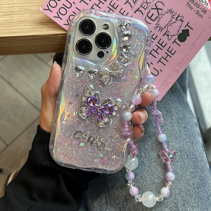 轻奢立体蝴蝶网红手机壳适用苹果15荣耀oppo简约华为vivo小米防摔