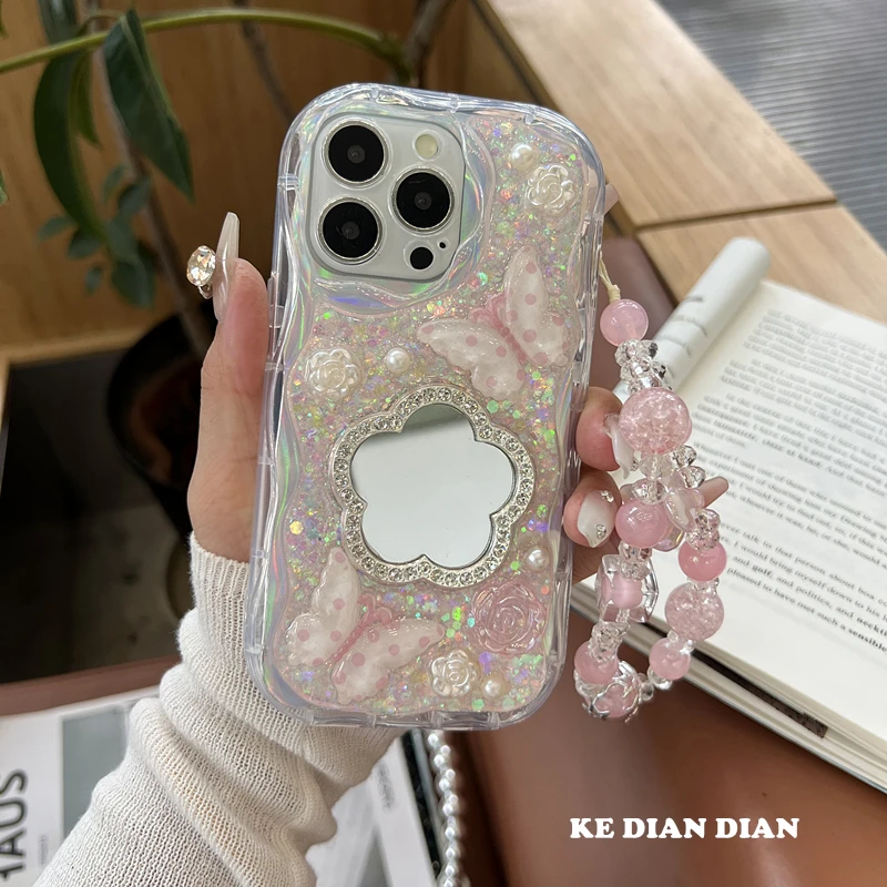 简约ins高级镜子适用苹果15promx华为oppo水钻手机壳轻奢vivo小米