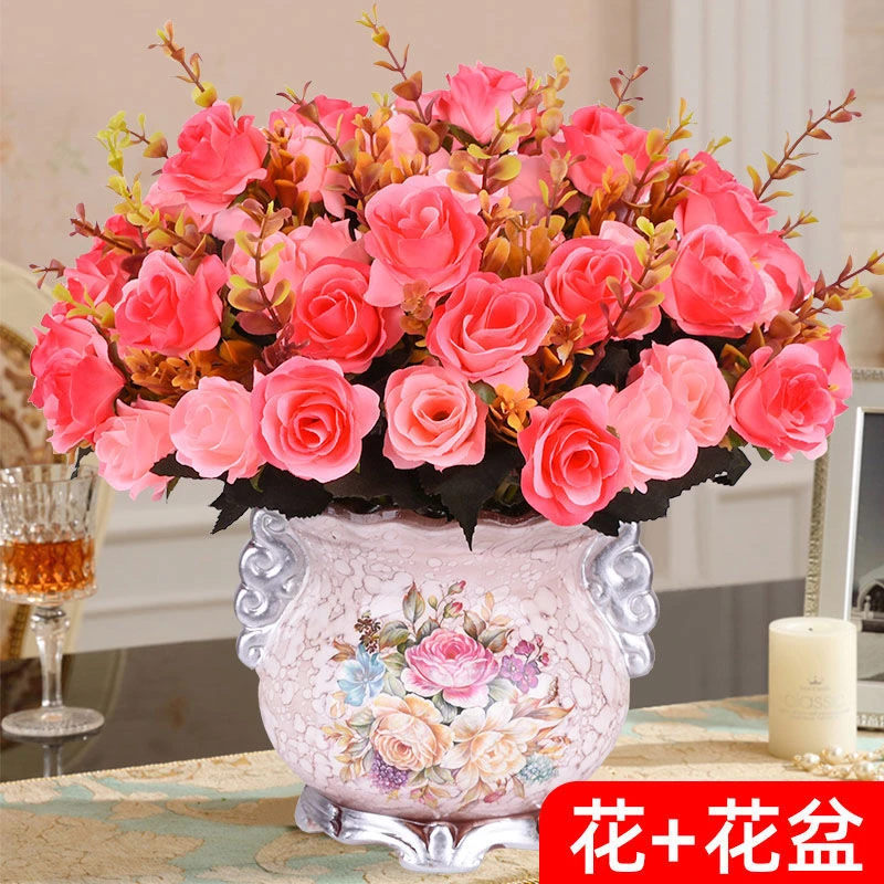 装饰假花客厅摆件餐桌花电视柜干花摆设室内盆栽仿真花艺塑料插花