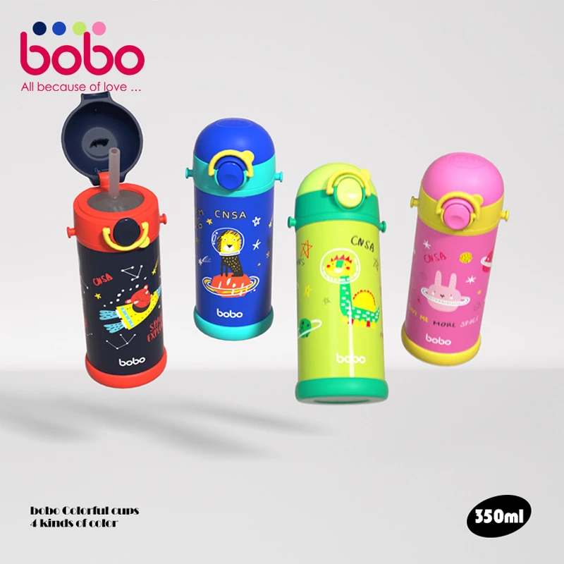 bobo儿童上学专用保温杯幼儿园小学生吸管耐摔可爱卡通防漏食品级