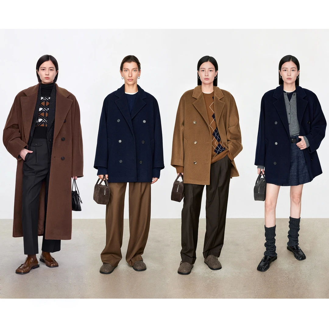 CHICJOC专柜W+件意大利进口经典复古双排扣长/短大衣