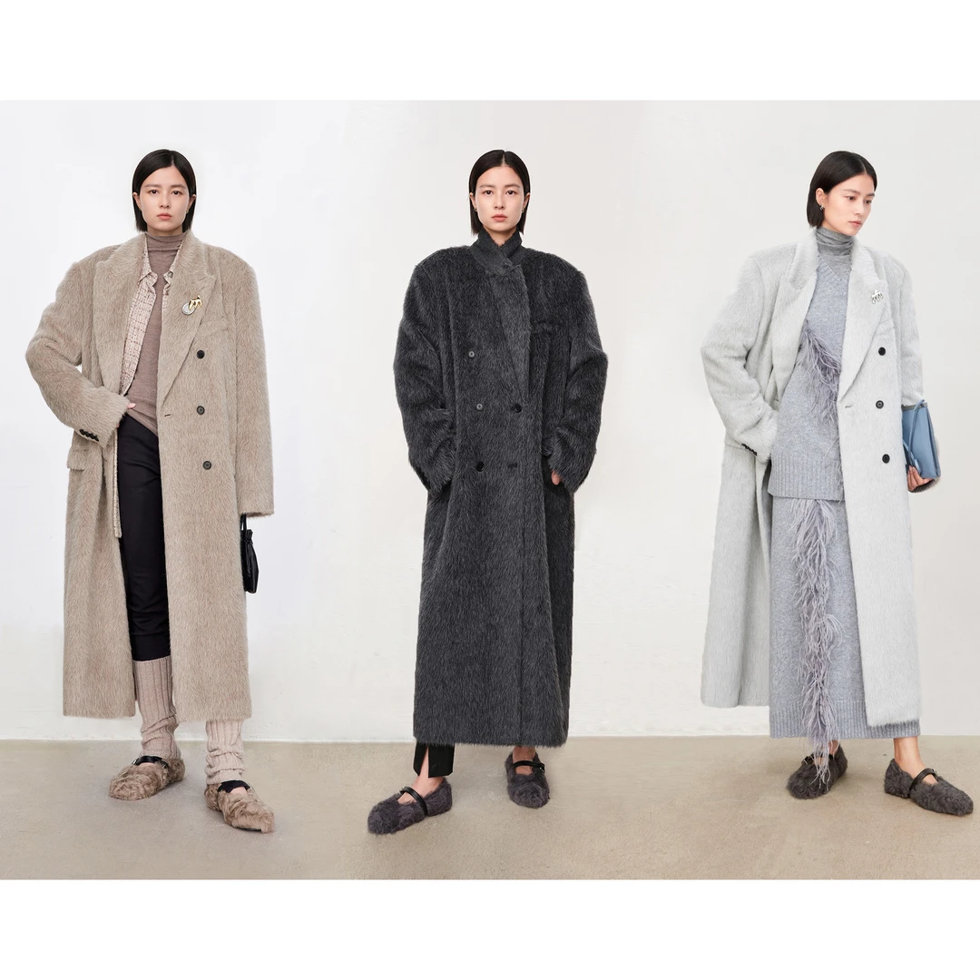 JOC意大利稀有AACA超长毛 经典必败博主风长款廓形西装大衣