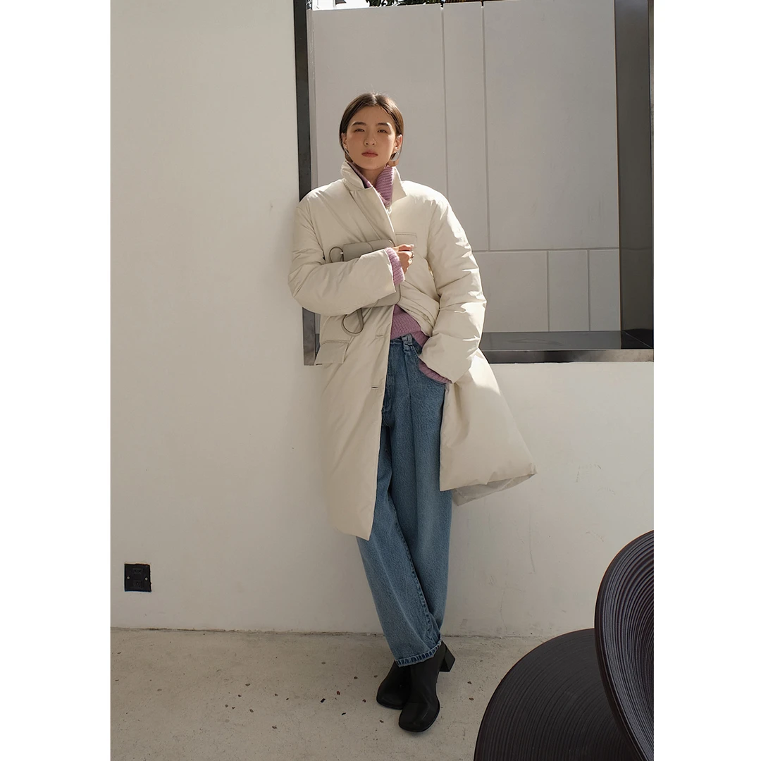 CHICJOC限量面料时髦立裁廓形长绒外套