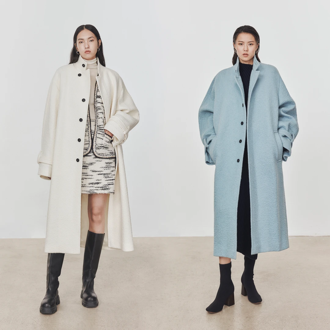 CHICJOC意大利D*R原厂殿堂J浮雕感水波纹立体羊毛_極简风廓形大衣