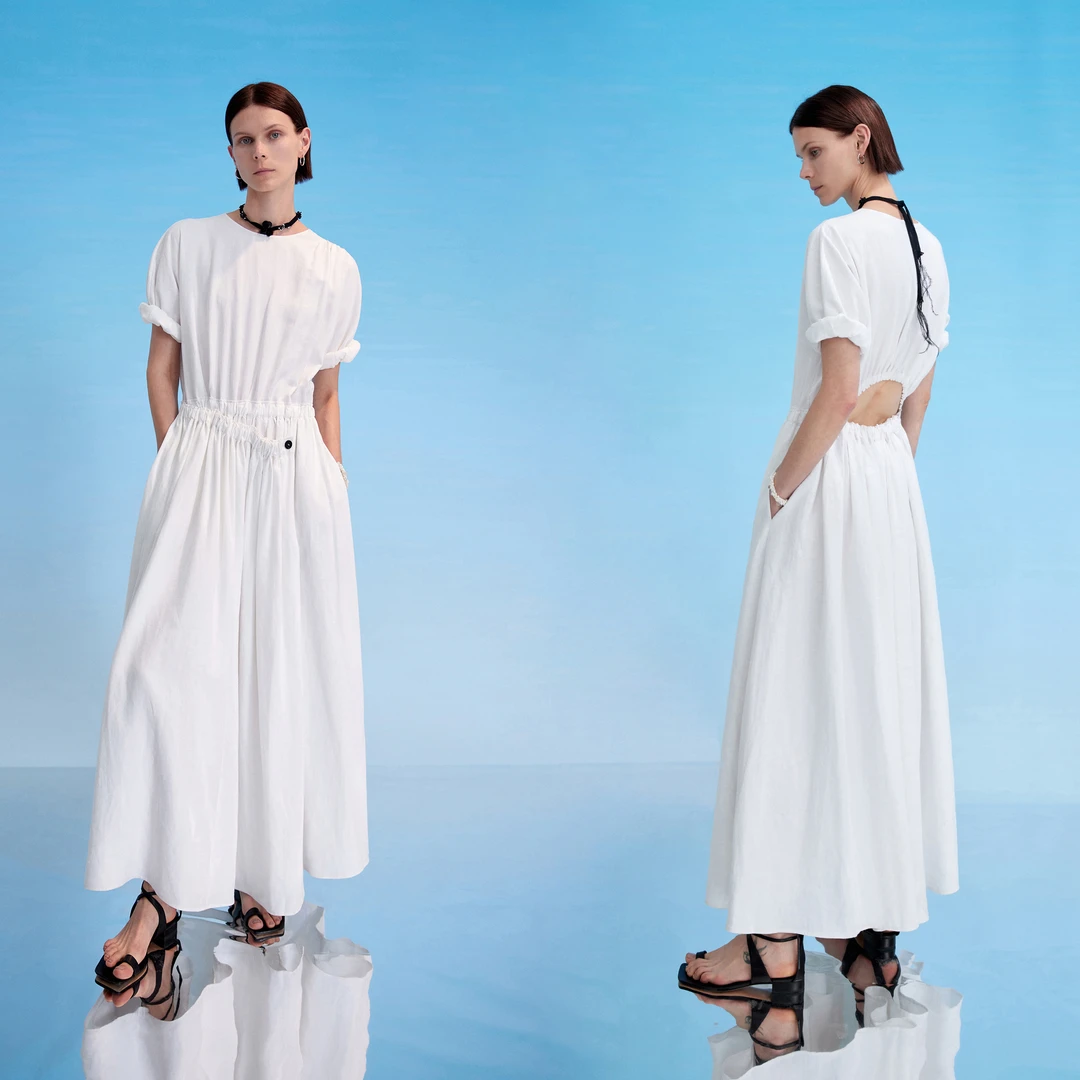 CHICJOC专柜同款 比利时LIBECO空气亚麻解构风腰部小心机连衣裙