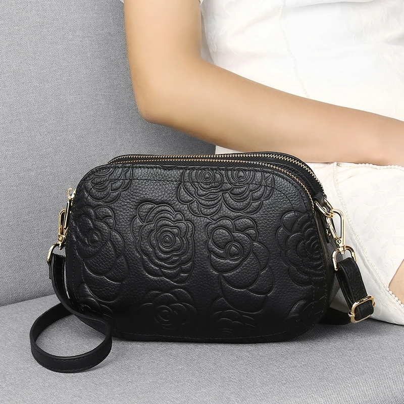 中年气质轻奢风2025春夏新款时尚压花小众设计单肩斜挎双层女士包