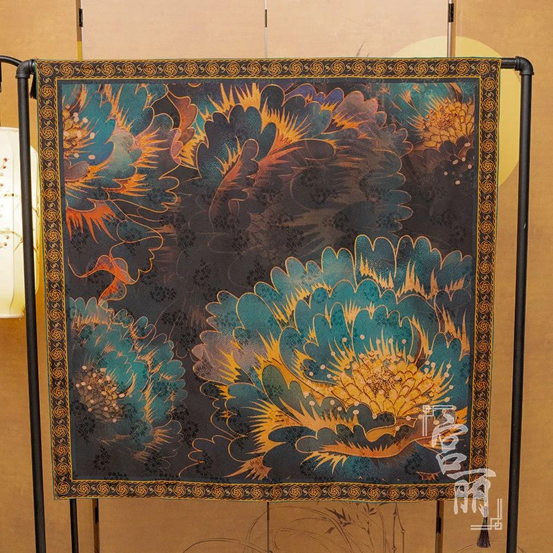 【绯韵】宫丽110x110cm纯100桑蚕丝香云纱中式国风双面提花c022