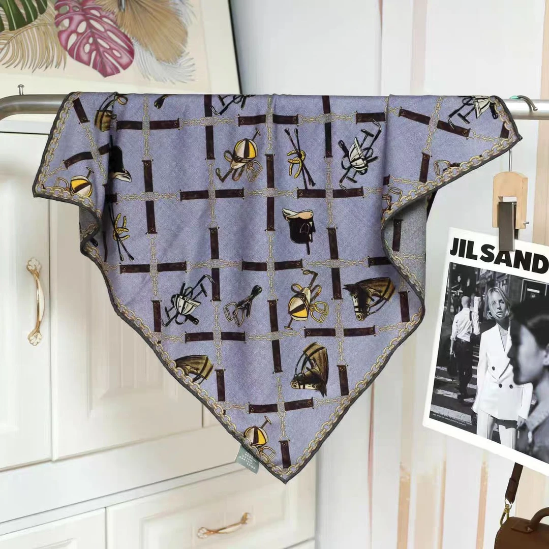 【EX066】65cm方巾真丝羊毛保暖围巾冬季防风护颈轻奢百搭丝巾披肩