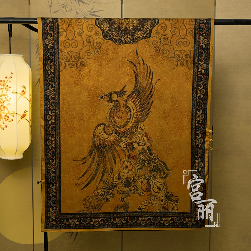 【东南雀飞】宫丽68x180cm香云花椤双层盘扣中国风暗提花长巾中式