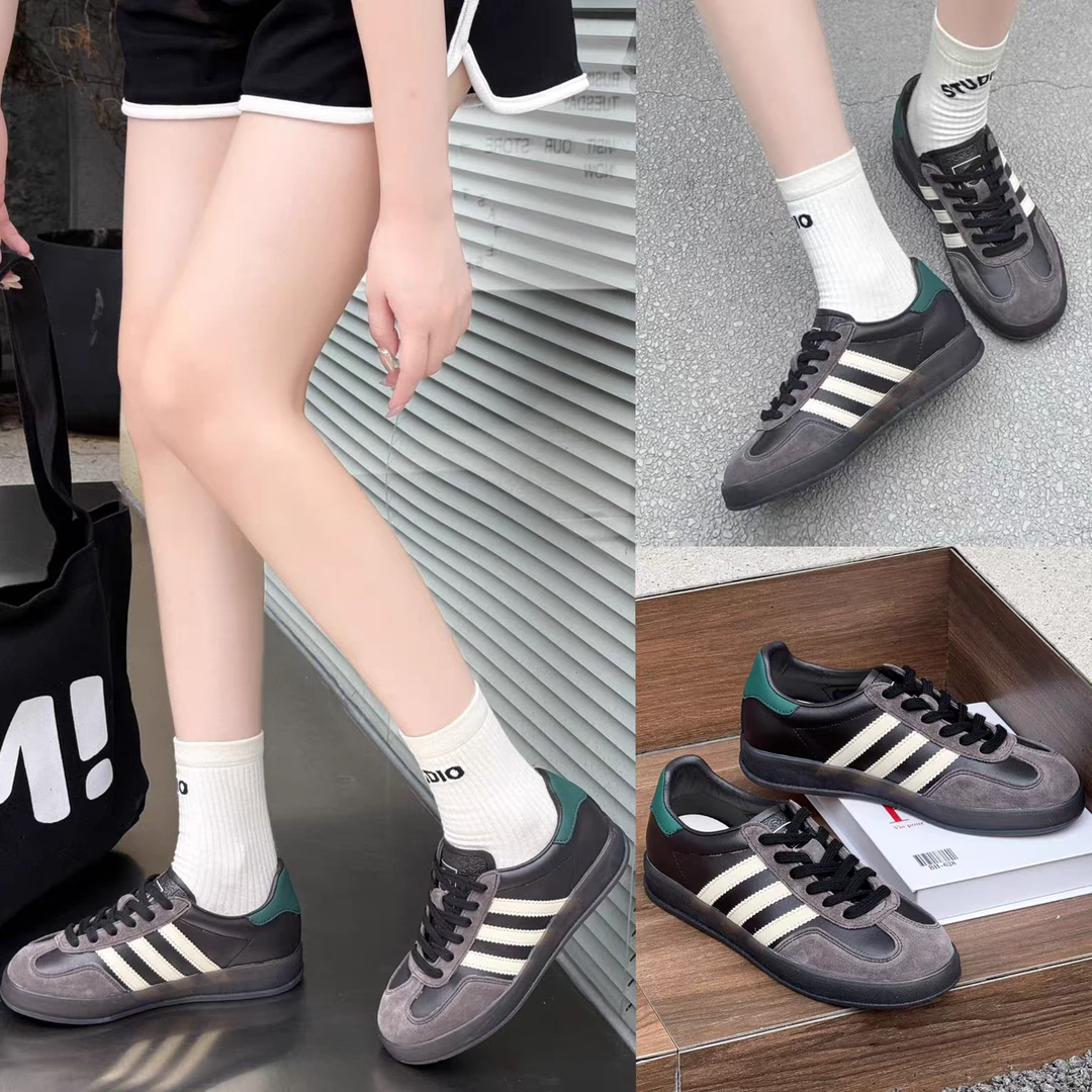 韩版德训鞋女新款秋季复古百搭平底板休闲运动阿甘小白鞋 393-2