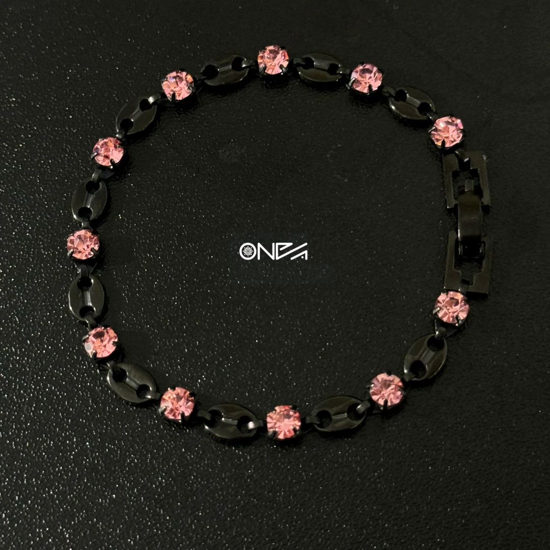 钛钢手链 ONEPART BLACK PINK美式猪鼻子樱花粉锆手链男女通用