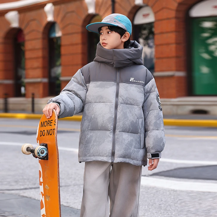 男童羽绒服新款中长款中大童拼色冬季洋气加厚保暖韩版童装外套