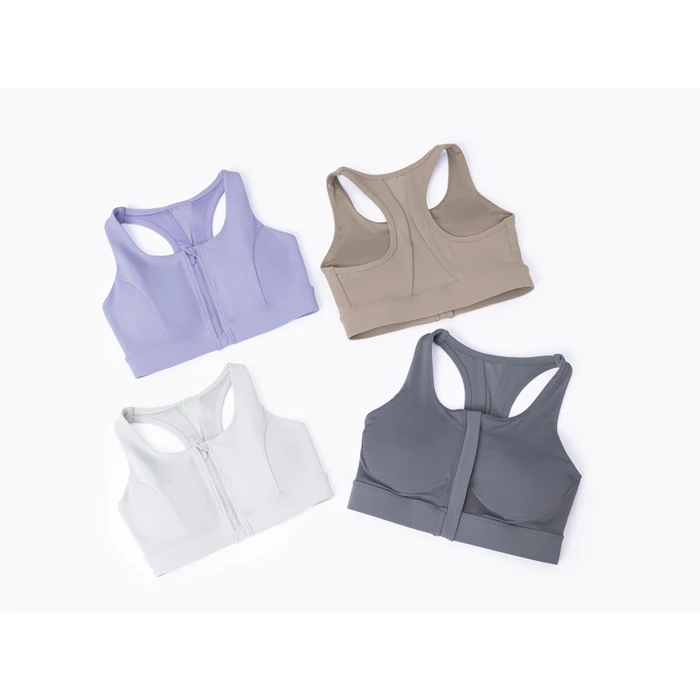 143538【中高强】透气瑜伽背心固定杯舒适大胸拉链健身训练美背女