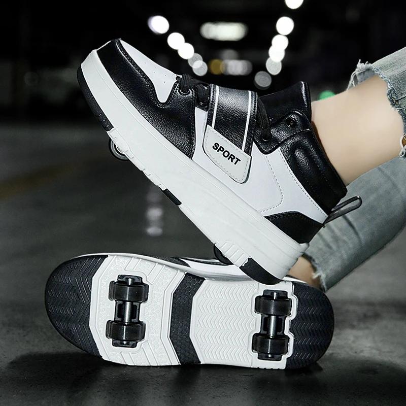 暴走鞋童鞋男童6-12岁四轮收缩儿童鞋子轮滑鞋大童溜冰运动鞋女童