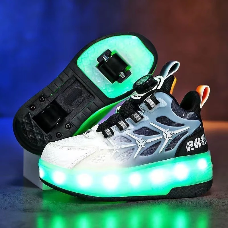 暴走鞋儿童轮滑鞋子秋季童鞋男童6-12岁学生发光溜冰运动鞋中大童