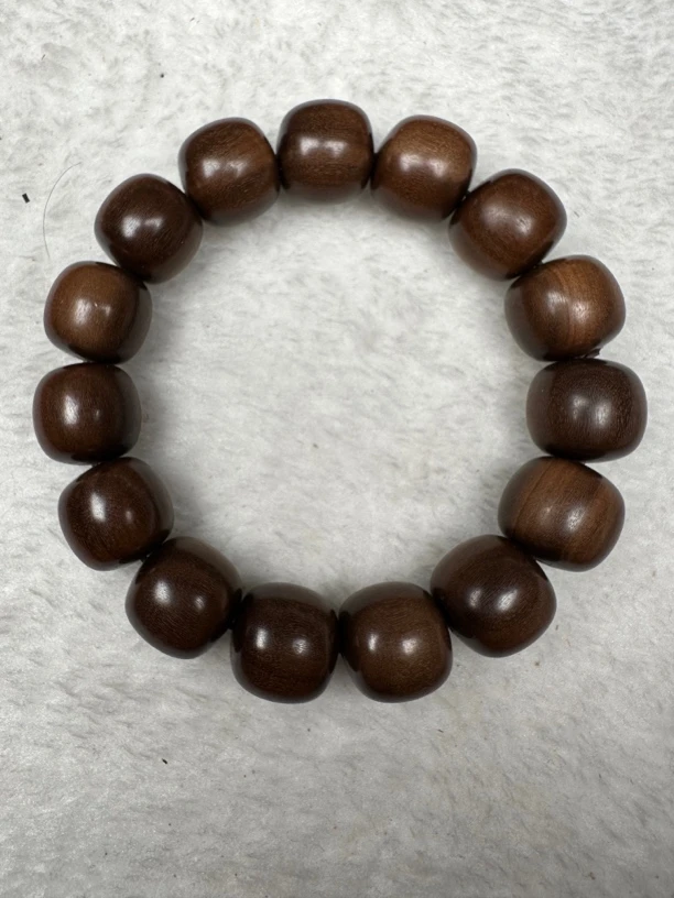 印度迈索尔老山檀香手串黑肉沉水精工文玩木质1.5×1.55×15颗手链