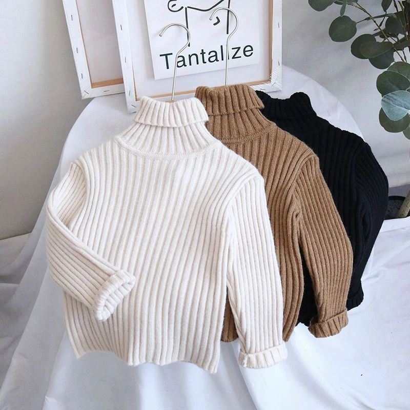 软糯打底~儿童高领毛衣小童冬季男童女童纯色针织衫宝宝上衣洋气