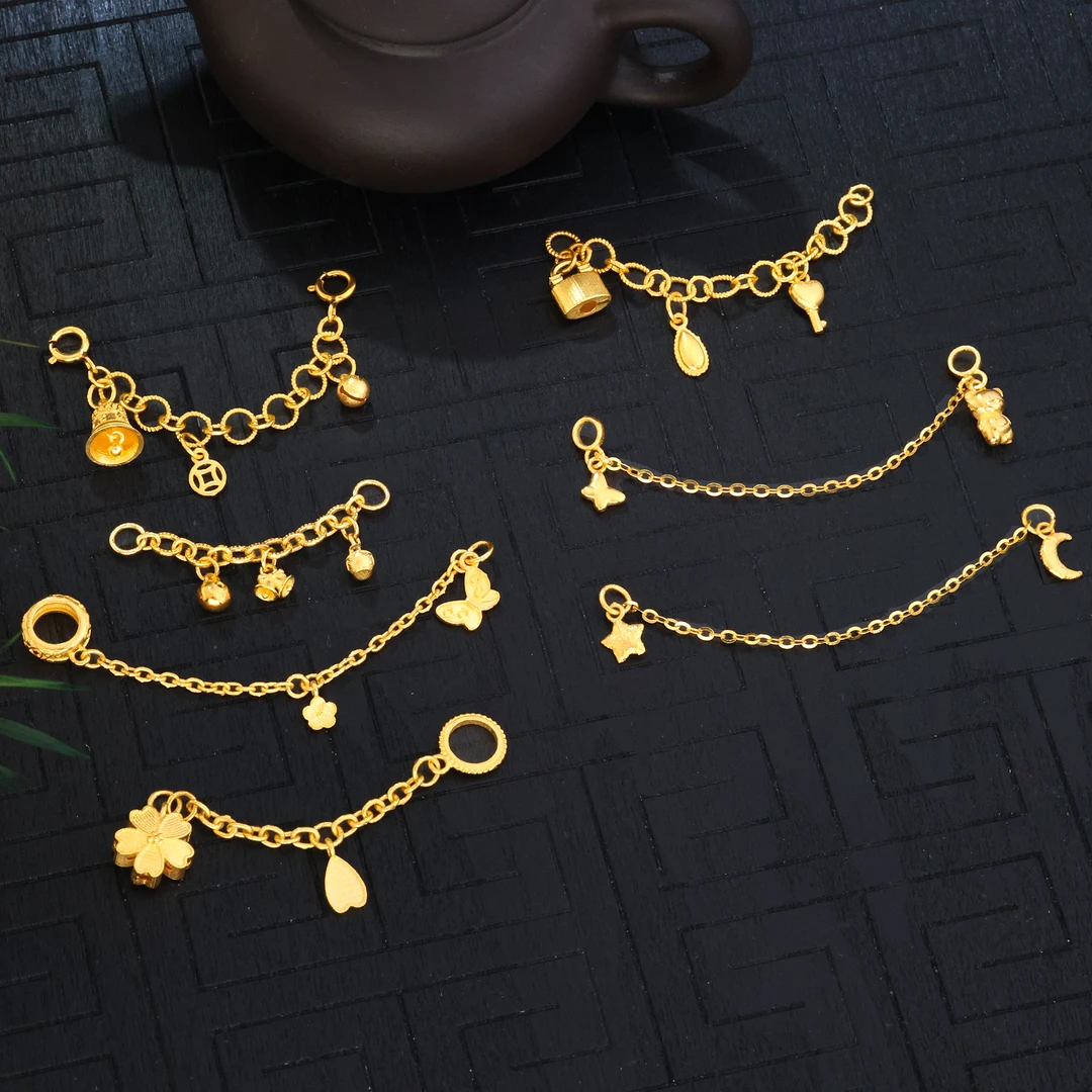 万能伴链合集||18K金尾链延长链滴溜侧挂伴链手排手链搭扣C