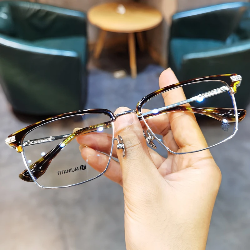 简丹罗心新款纯钛超轻潮流个性男女复古百搭方框商务护目眼镜