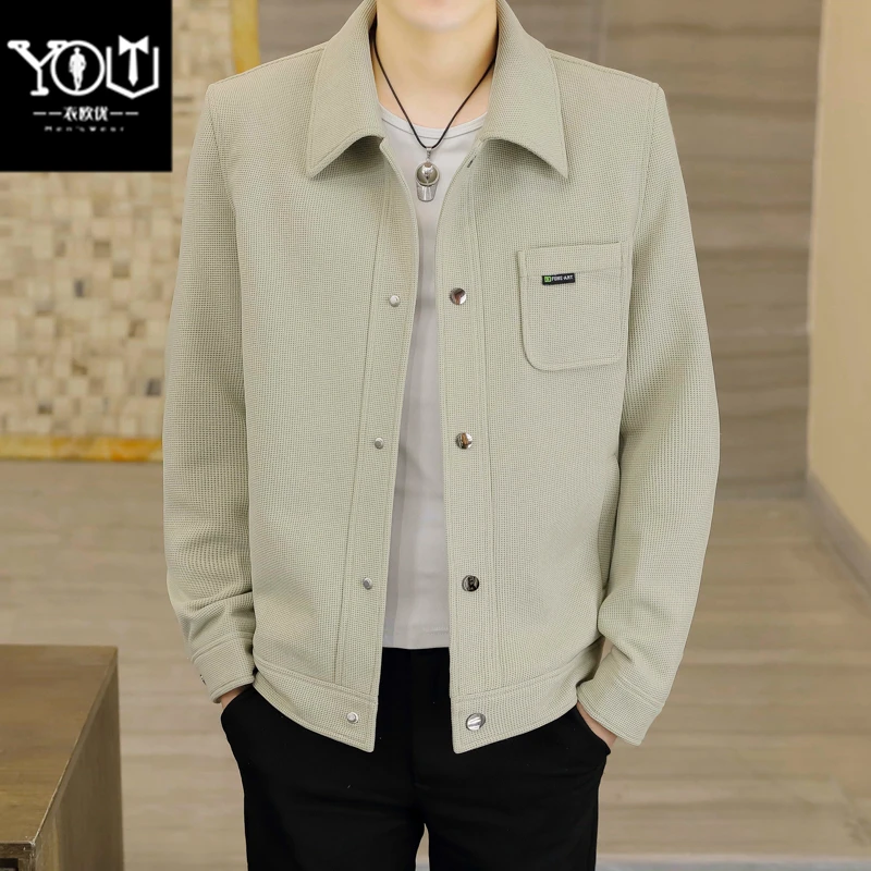 春秋季高级感青年休闲男外套上衣男士男装夹克时尚百搭潮流茄克衫