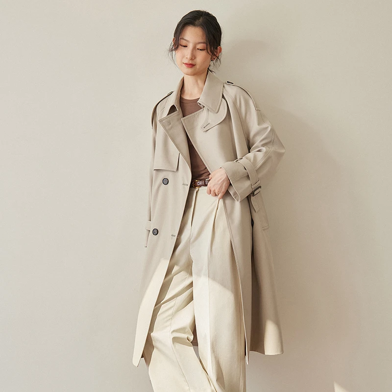 JIANG风衣女中长款2025新款英伦风休闲宽松高级感外套时尚987
