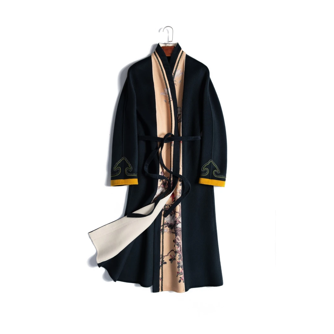 【PUHUA-朴婳】时尚设计师女装双面尼大衣 D2109