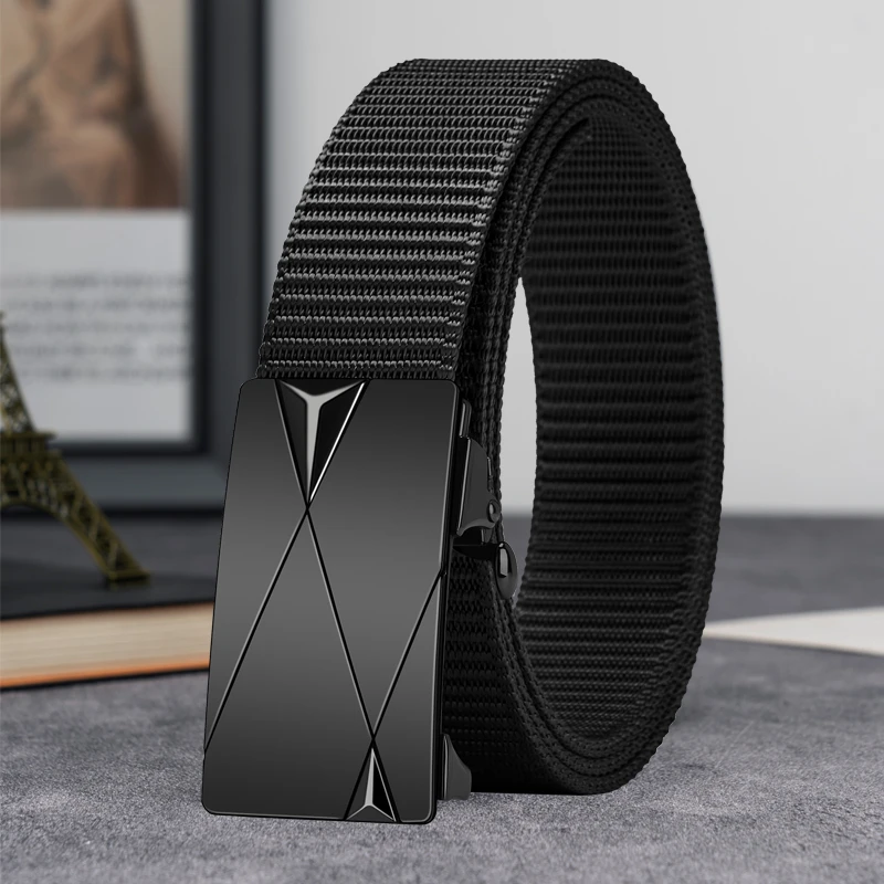 帆布皮带男士自动扣腰带中青年商务休闲简约韩版百搭潮流牛仔裤带