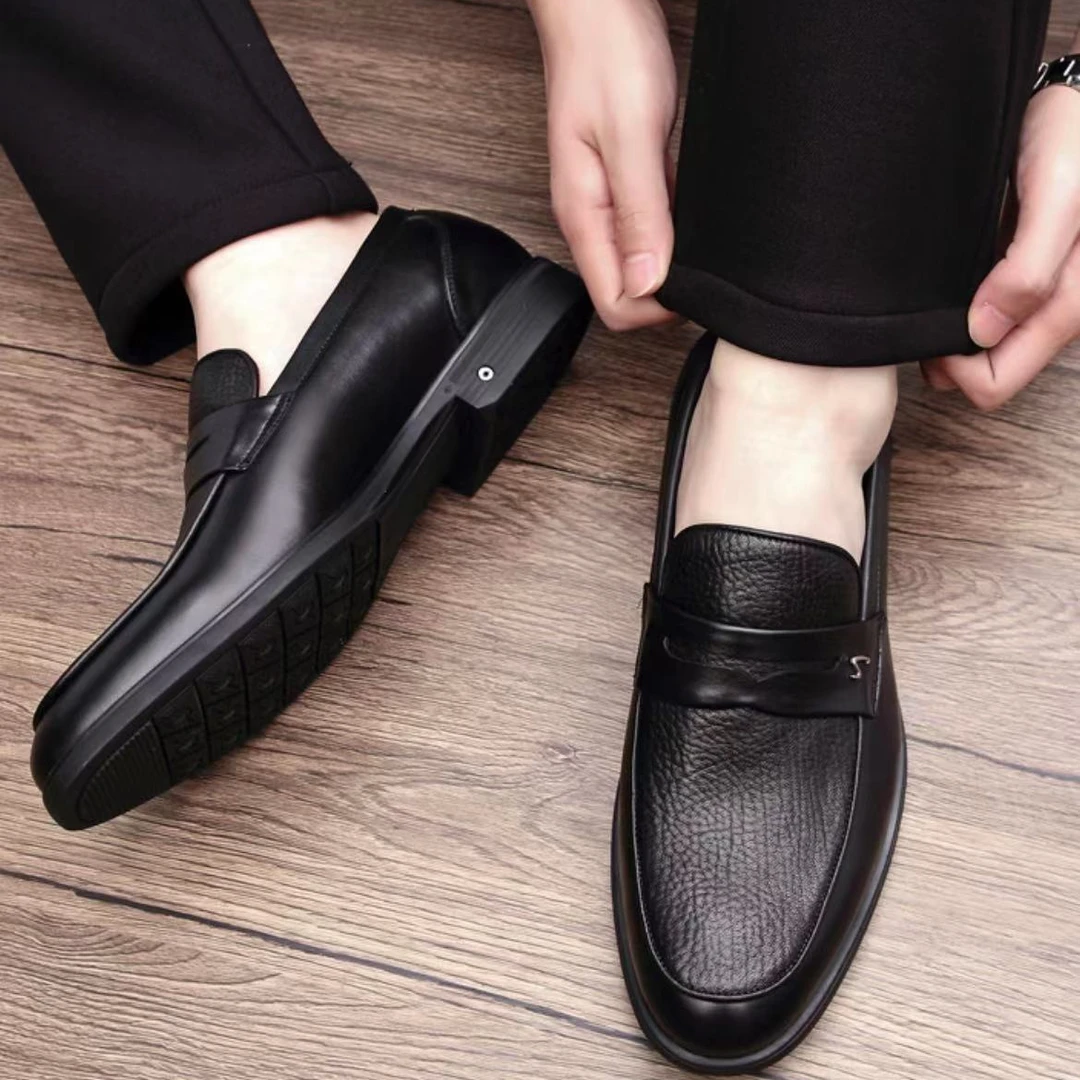 2024一019四季新款头层牛皮一脚蹬商务休闲男士皮鞋