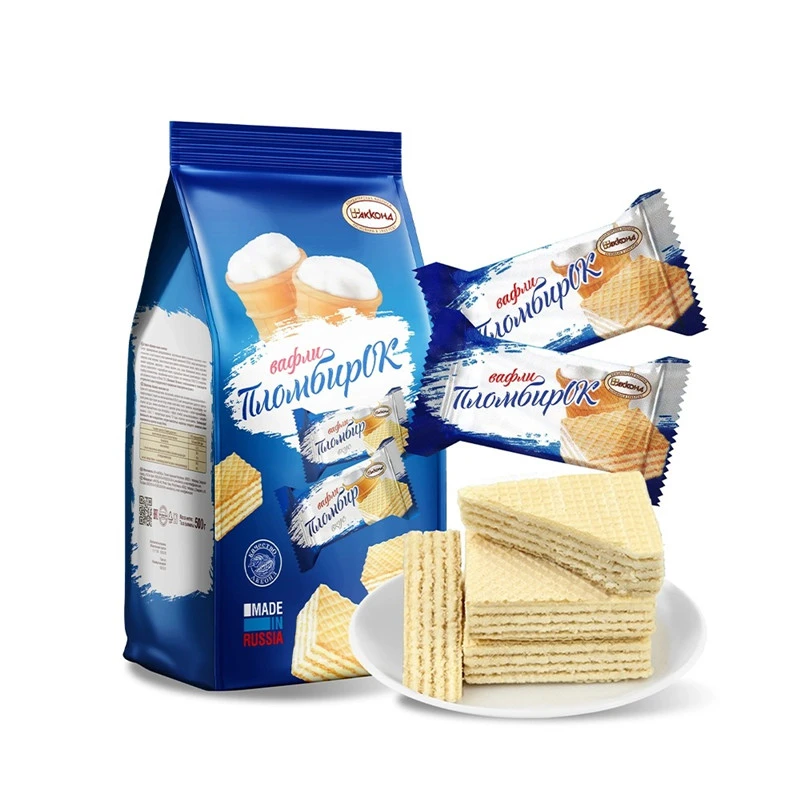 俄罗斯进口阿孔特小农庄冰淇淋威化饼干奶油牛奶夹心原装瓦夫网红