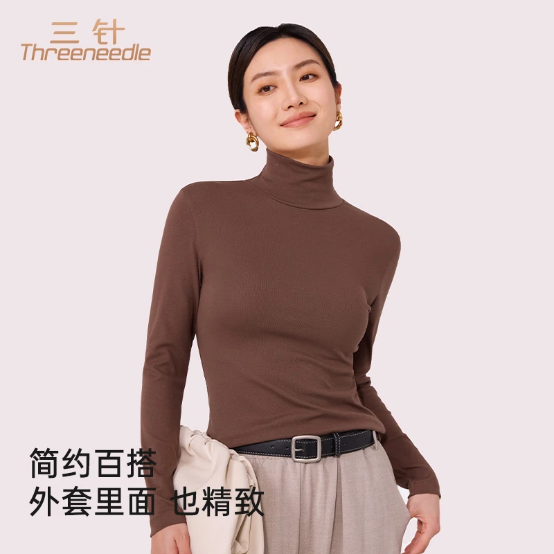 女款春秋纯棉打底衫上衣新款高领2025三针