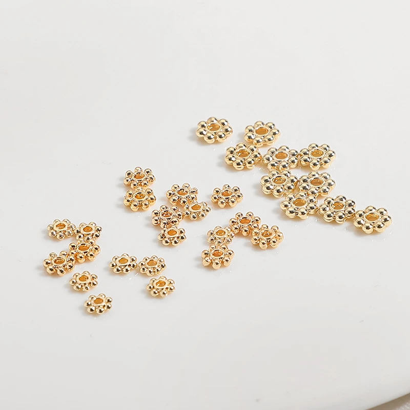 铜合金手链 14K包金雪花片保色花托珠托隔片diy手工手链项链隔珠