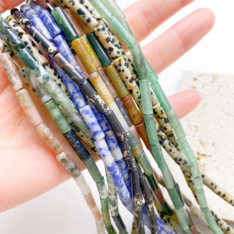 非金属手链 4*13mm天然石头玛瑙小圆管散珠隔珠diy手工串珠材料